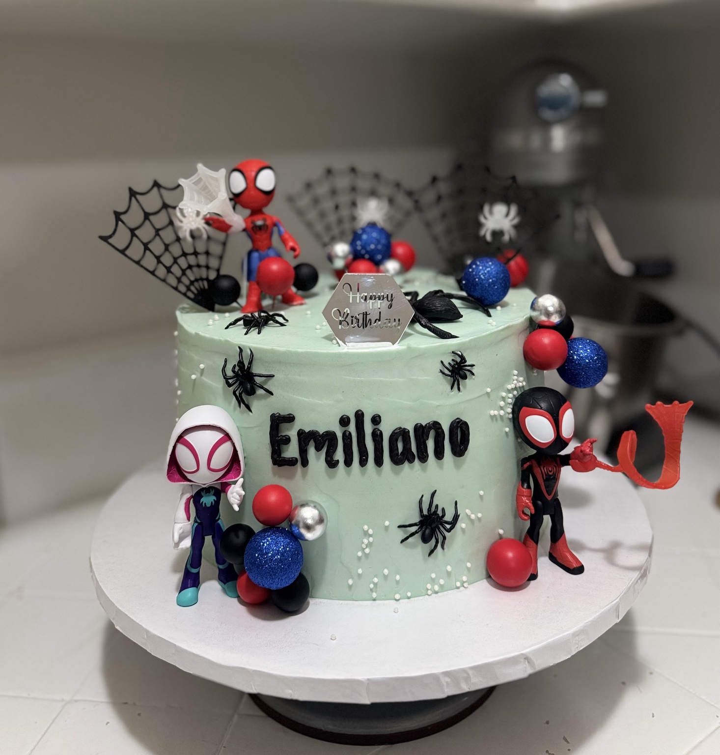 Custom superhero-themed birthday cake